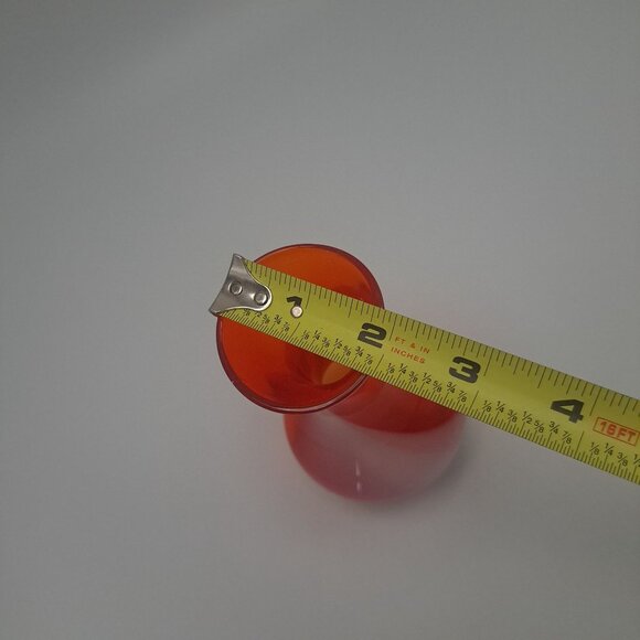 Art Glass Bud Vase Red White Swirl Japan Radio Glass - Picture 10 of 10